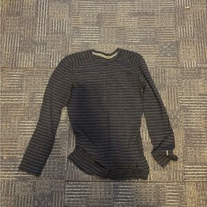 Smartwool Black and Gray Striped Long Sleeve Tee